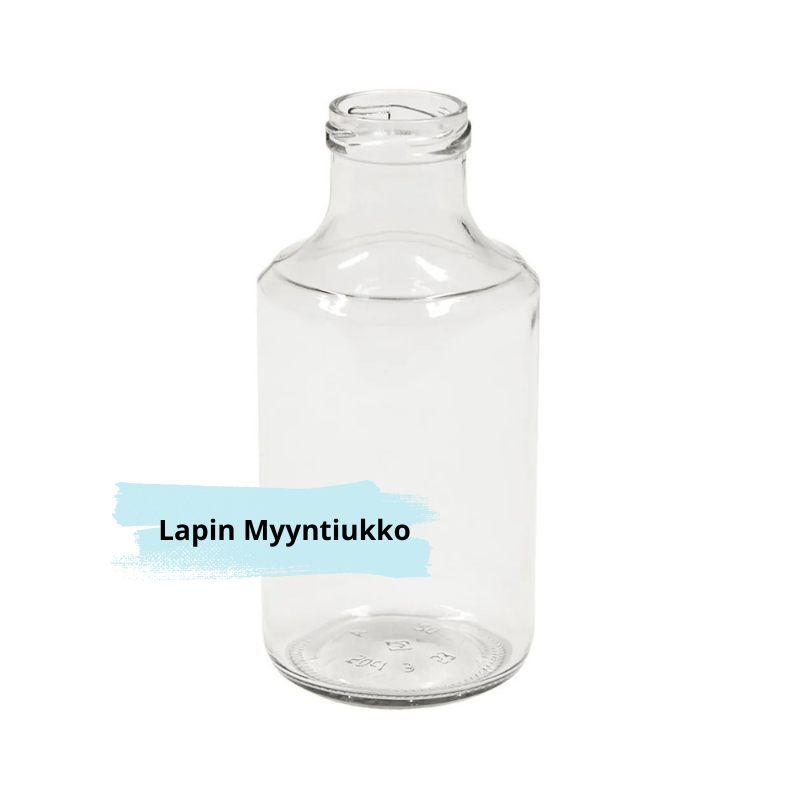 lasipullo valkoisella taustalla.
