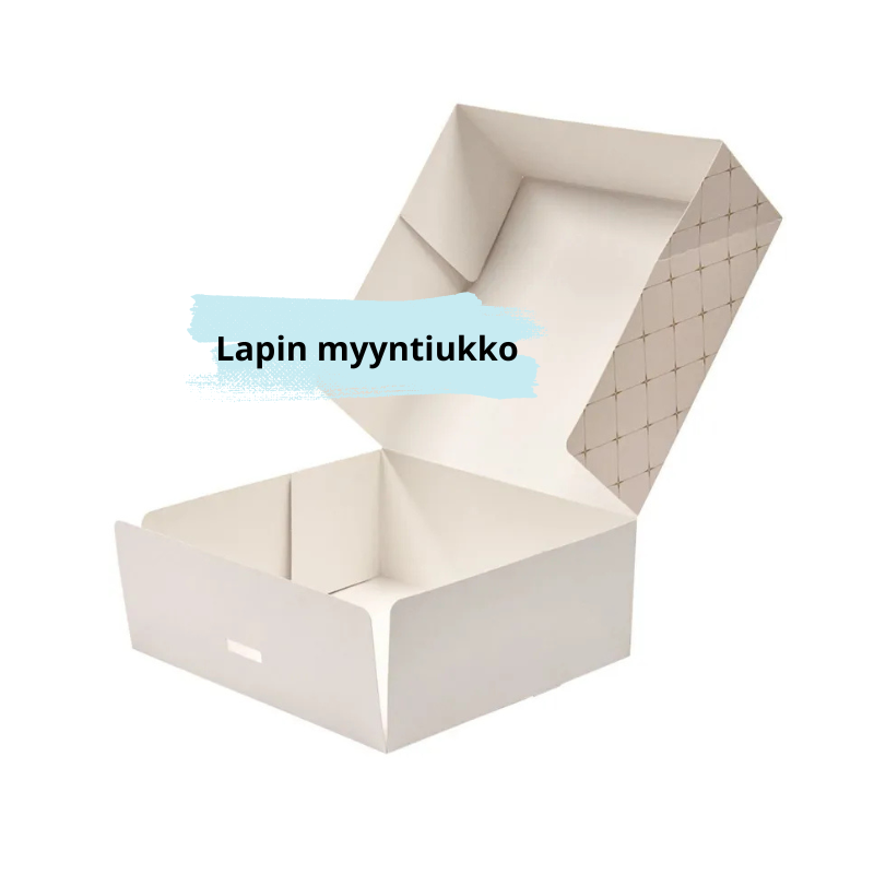 Elegantti Kakkulaatikko Valkoinen Kultakuvio 30x30x12,5cm 10kpl.
