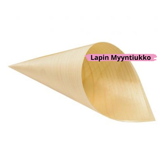 Puinen ruokakartio kyljellään.